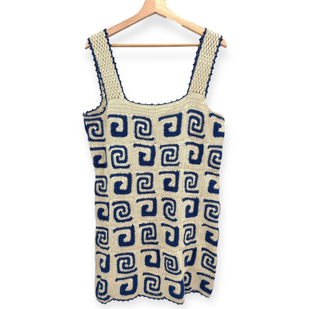 NWT Rhode Goldie Crochet Mini Dress In Blue Swirl $475 - Size Medium - Picture 7 of 13